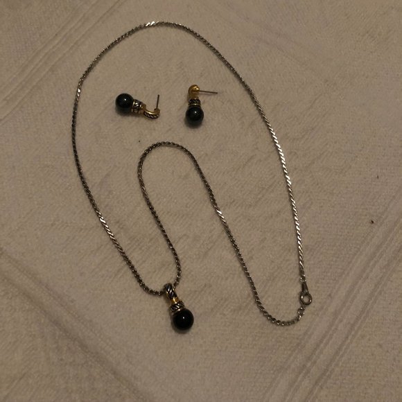 Brighton silver/gold onyx ball jewelry set - Picture 10 of 15